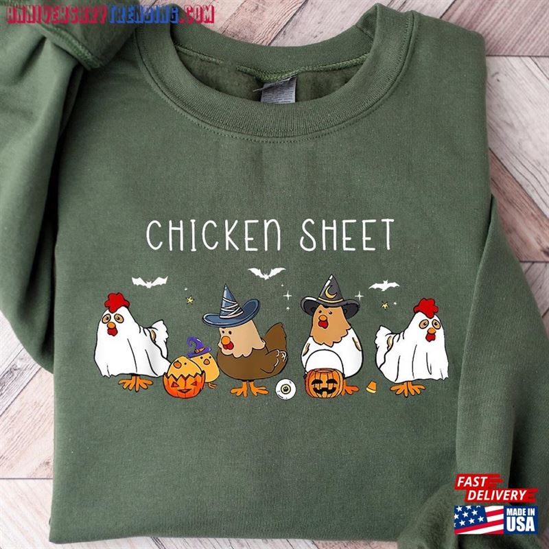 Chicken Halloween Shirt Ghost Chickens Tee Spooky Season Sweatshirt Unisex