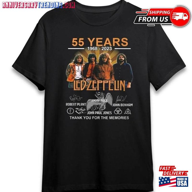 Christmas Gift 55 Years 1968 Led Zeppelin Thank You For The Memories T-Shirt Sweatshirt Unisex