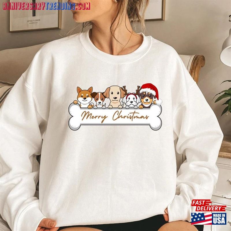 Christmas Sweatshirt Dog Bones Merry T-Shirt Hoodie