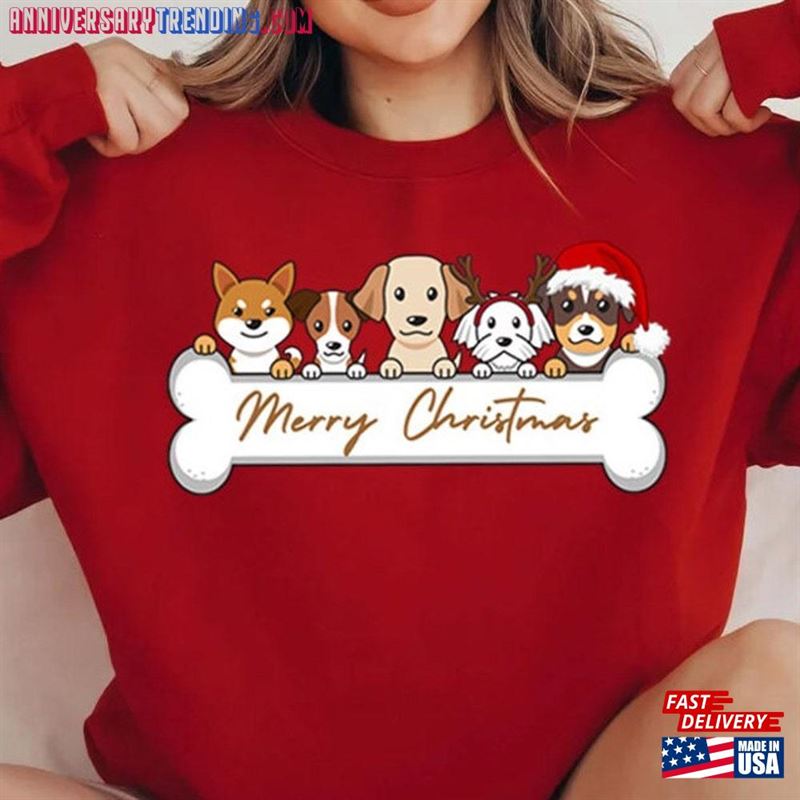 Christmas Sweatshirt Dog Bones Merry T-Shirt Hoodie