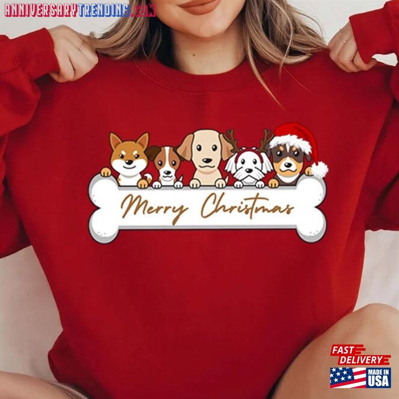 Christmas Sweatshirt Dog Bones Merry Unisex T-Shirt