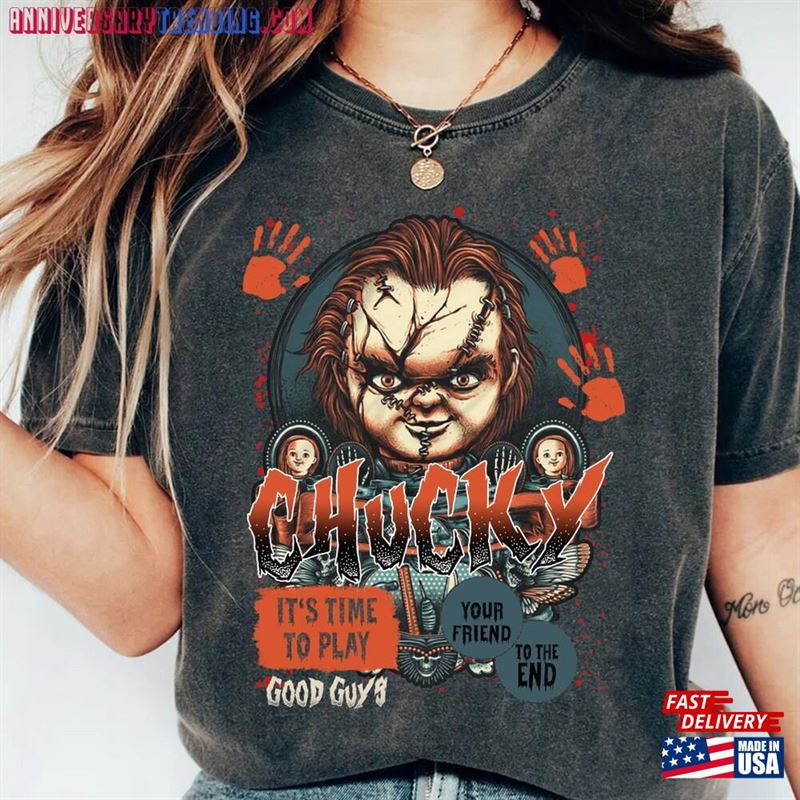 Chucky Shirt Horror Scary Movie American Halloween  Vibes Comfort Color Funny Classic Unisex