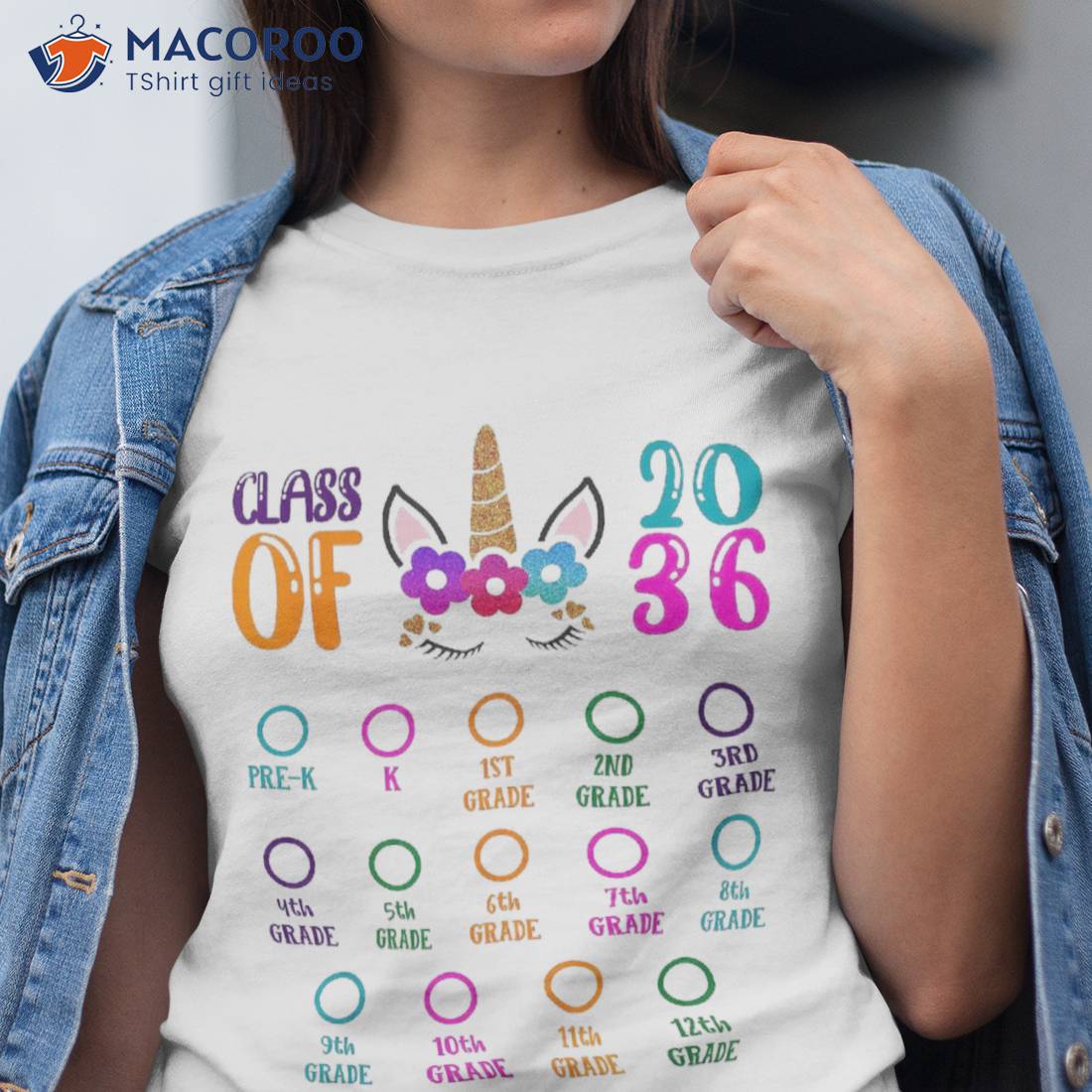 Class Of 2036 Handprint Preschool Unicorn Back To School Shirt