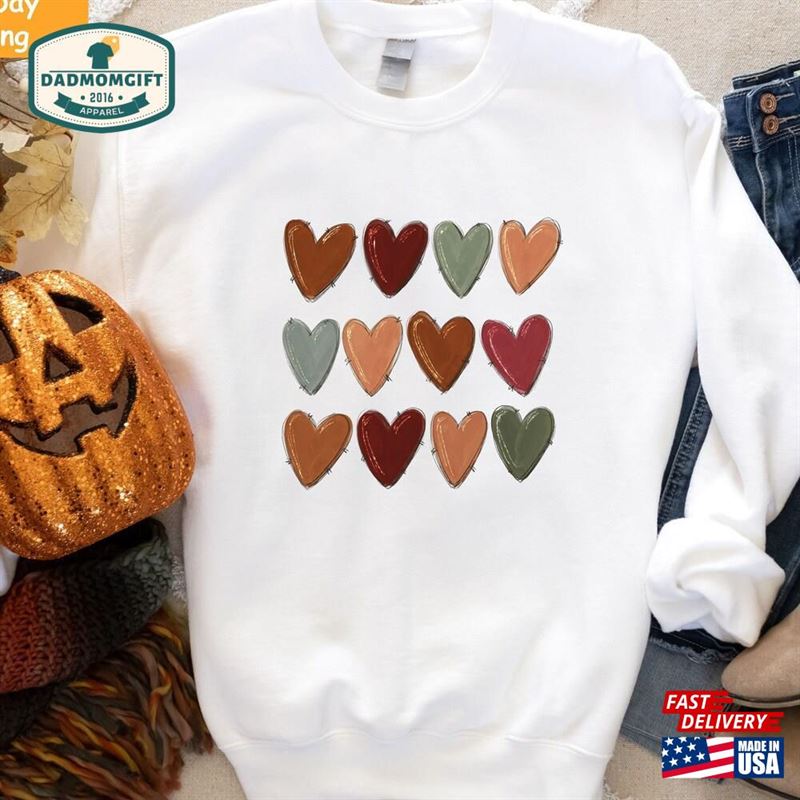 Colorful Hearts Sweatshirt Fall Sweater Gift Unisex