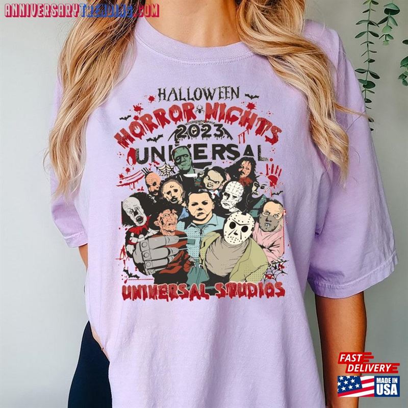 Comfort Color Vintage Horror Halloween Shirt Nights Universal Studios Characters T-Shirt Unisex