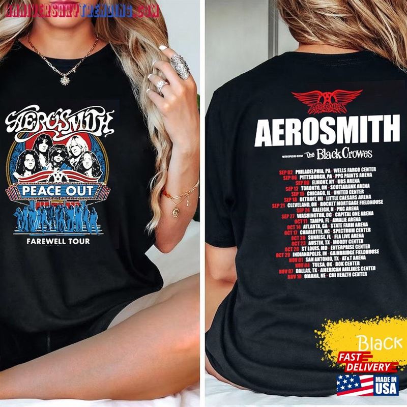 Comfort Colors Aerosmith 2023 2024 T-Shirt Peace Out Farewell Tour With The Black Crowes Sweatshirt Hoodie Concert Classic