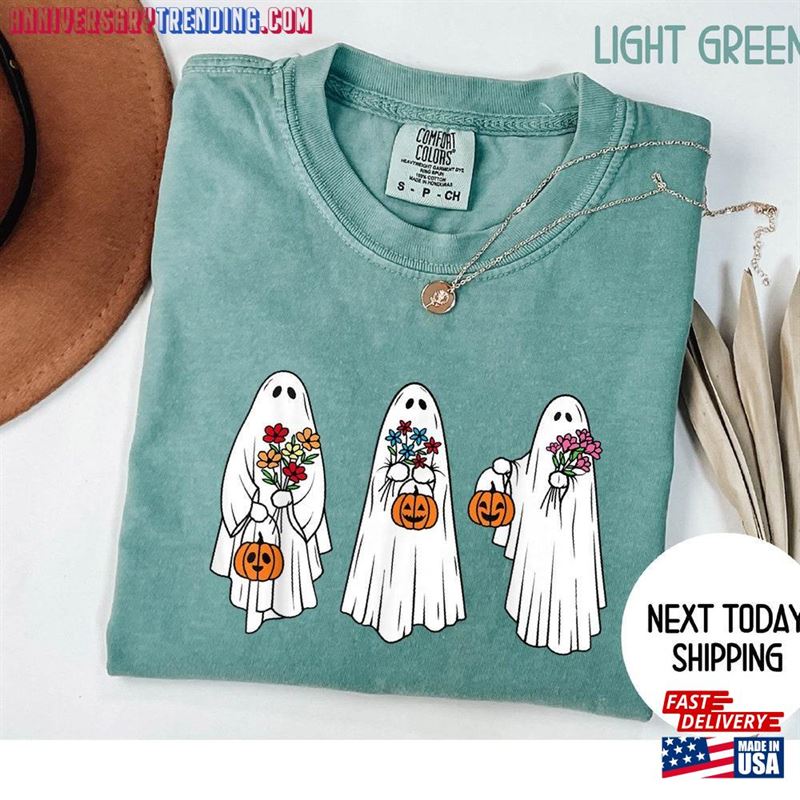 Comfort Colors Cute Halloween Ghosts T-Shirt Ghost Floral Shirt Sweatshirt Unisex