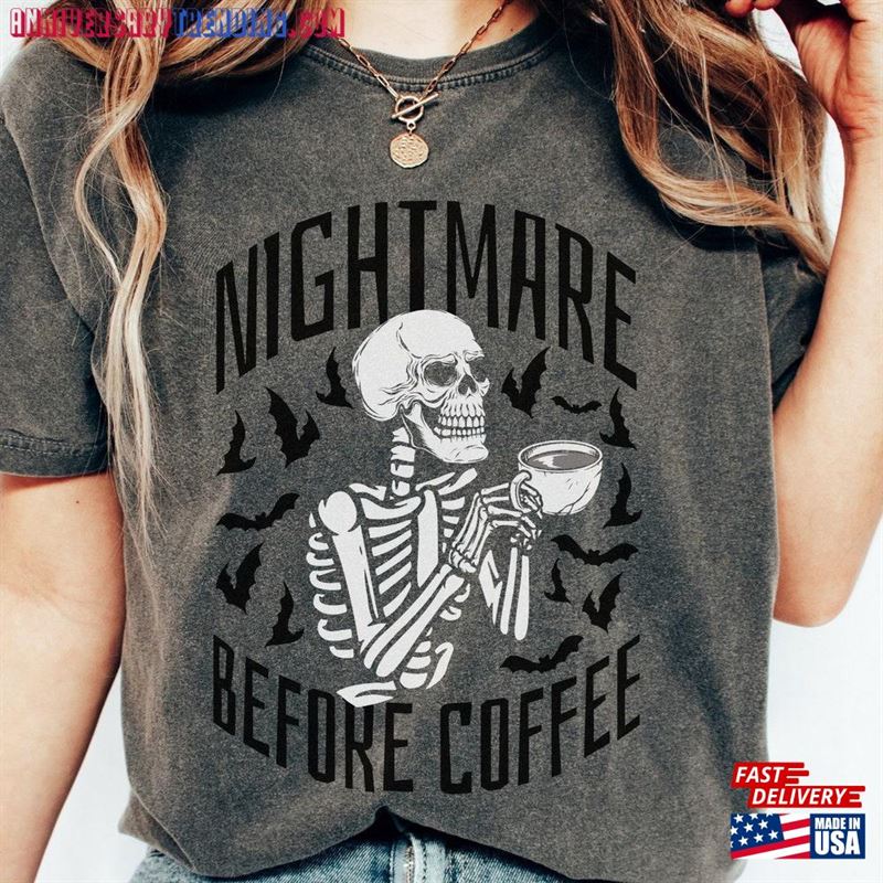 Comfort Colors Halloween Skeleton Shirt Dead Inside But Caffeinated Hoodie Unisex