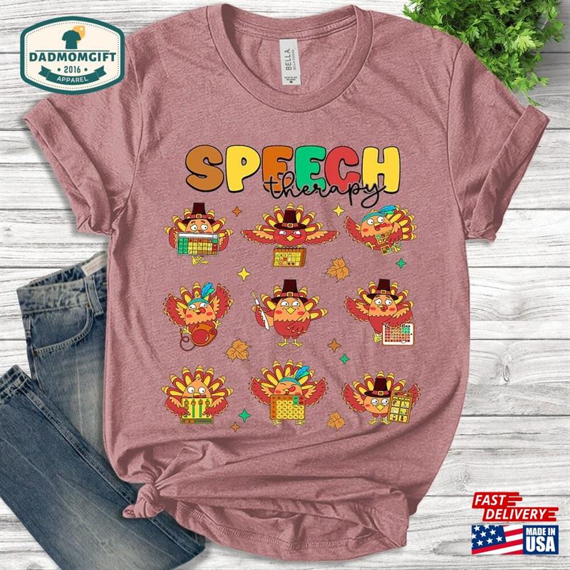 Comfort Colors Speech Therapy Fall Thanksgiving Shirt Slp Turkey T-Shirt Hoodie