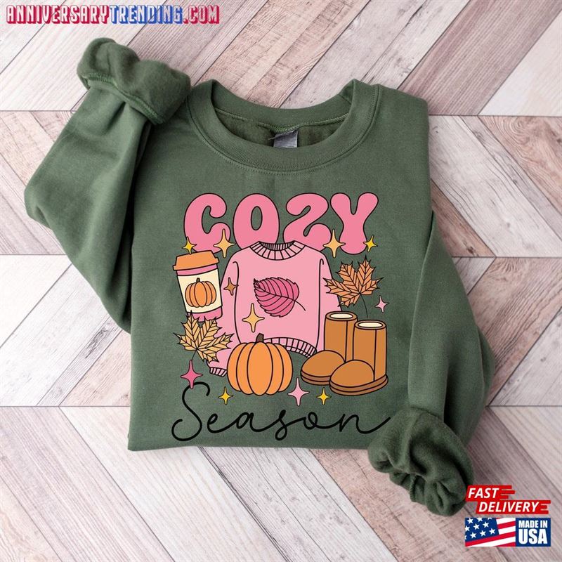 Cozy Season Fall Sweatshirt 2023 Happy Thanksgiving Hello Pumpkin Hoodie