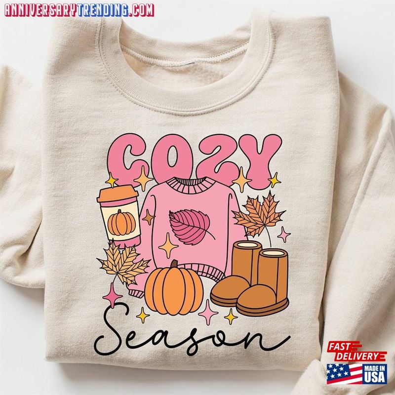 Cozy Season Fall Sweatshirt 2023 Happy Thanksgiving Hello Pumpkin Hoodie