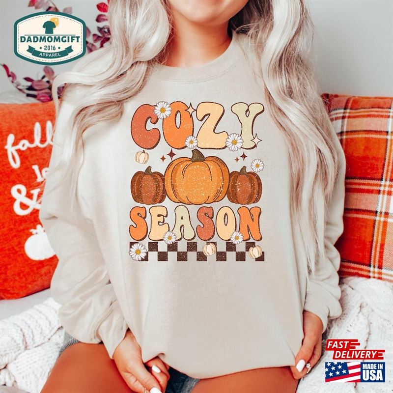 Cozy Season Sweatshirt Retro Pumpkin Shirt Spice T-Shirt Unisex