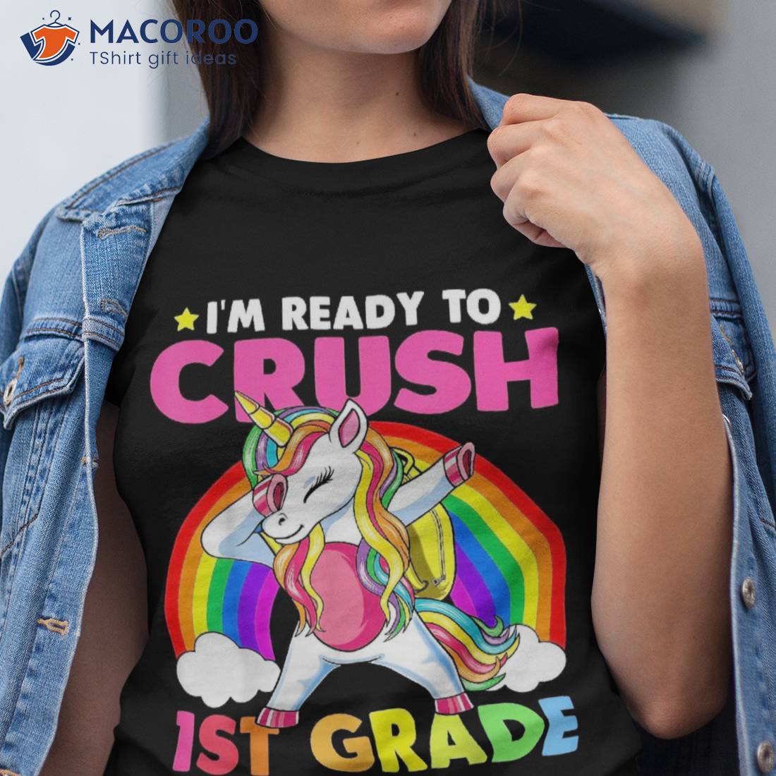 Crush 1st Grade Dabbing Unicorn Back To School Girls Gift Shirt