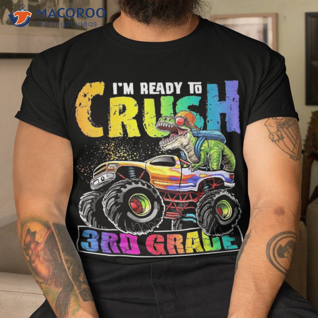 Crush 3rd Grade Dinosaur Monster Truck Back To School Boys Shirt