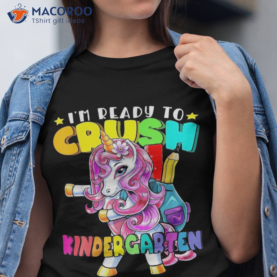 Crush Kindergarten Flossing Unicorn Back To School Girls Shirt