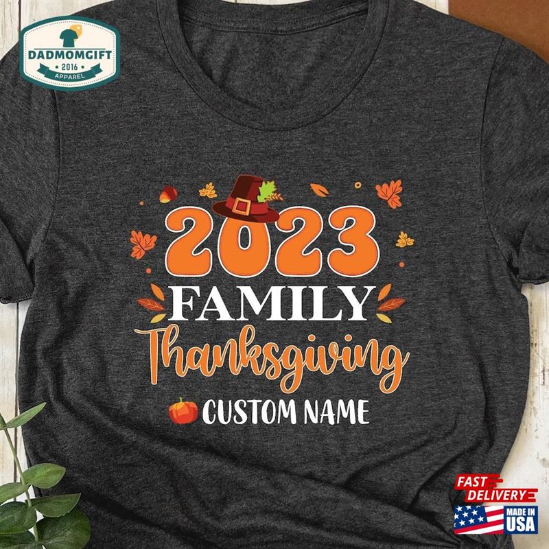 Custom Family Matching Thanksgiving 2023 Shirt Thankful Gift For Cute Outfit Classic Hoodie