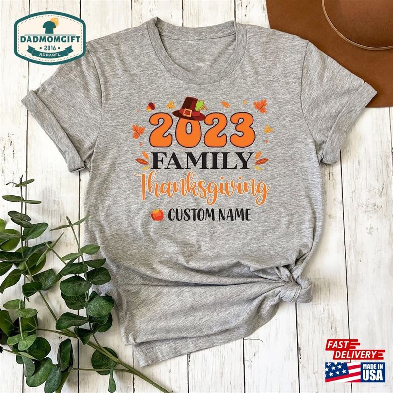 Custom Family Matching Thanksgiving 2023 Shirt Thankful Gift For Cute Outfit Classic Hoodie