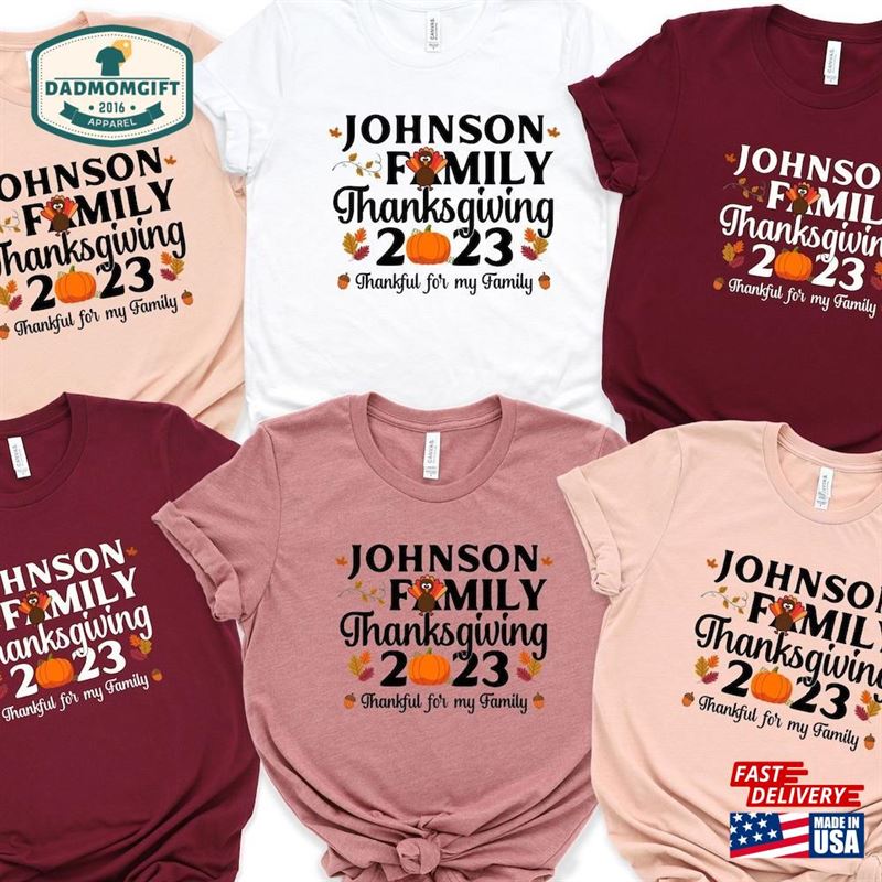 Custom Family Name Matching Thanksgiving Shirts Thankful For My Shirt Fall Classic T-Shirt