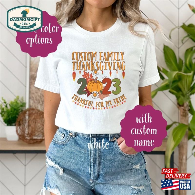 Custom Family Thanksgiving 2023 Matching Shirt Funny Reunion Kids Classic T-Shirt