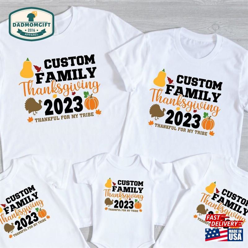 Custom Family Thanksgiving 2023 Shirt Thankful For My Tribe Tee Outfits Hoodie Sweatshirt