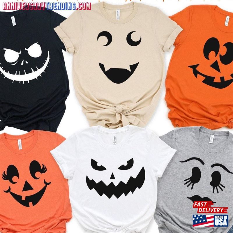 Custom Halloween Shirt Personalized Party Group Pumpkin Family Face Matching Unisex Sweatshirt