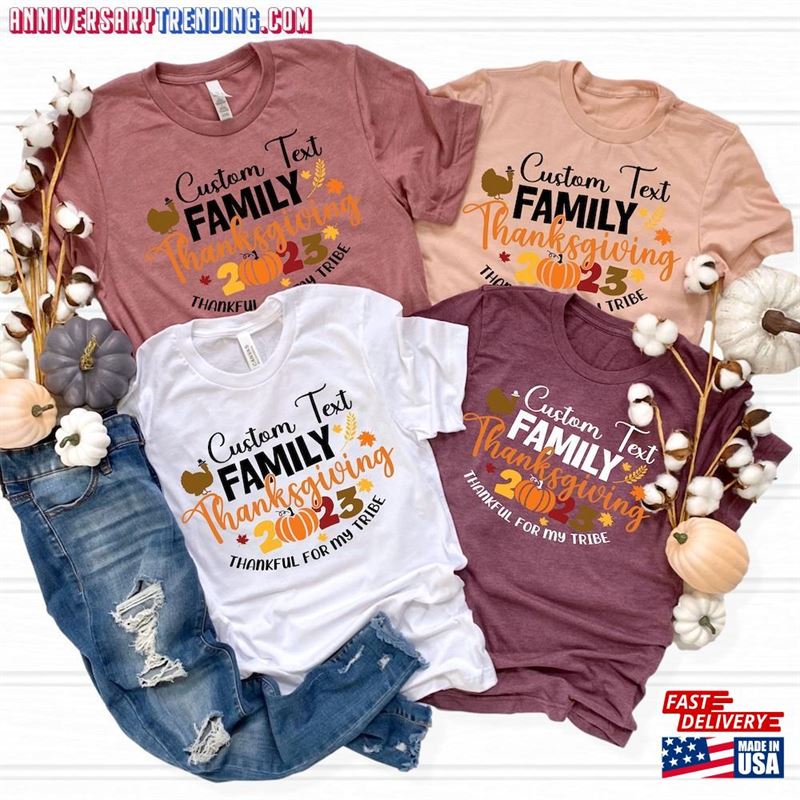 Custom Happy Thanksgiving Shirt Thankful For My Tribe Family Matching Sweatshirt Unisex