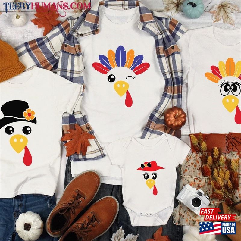 Cute Turkey Face Thanksgiving Shirt T Womens Family Shirts Sweatshirt Classic