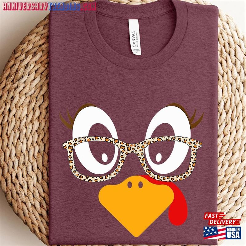 Cute Turkey Fall Thanksgiving Shirt Family Matching Face Unisex Classic