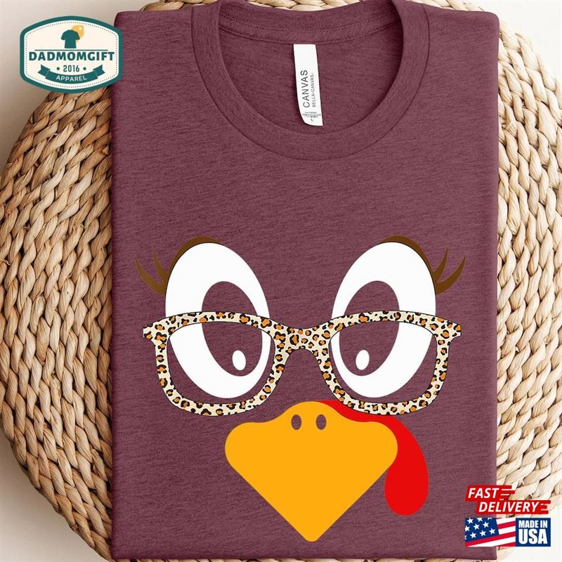 Cute Turkey Fall Thanksgiving Shirt Family Matching Face Unisex Hoodie