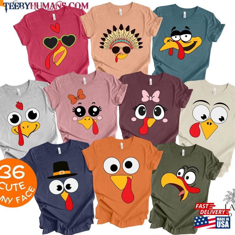 Cute Turkey Fall Thanksgiving Shirt T Womens Family Shirts T-Shirt Classic