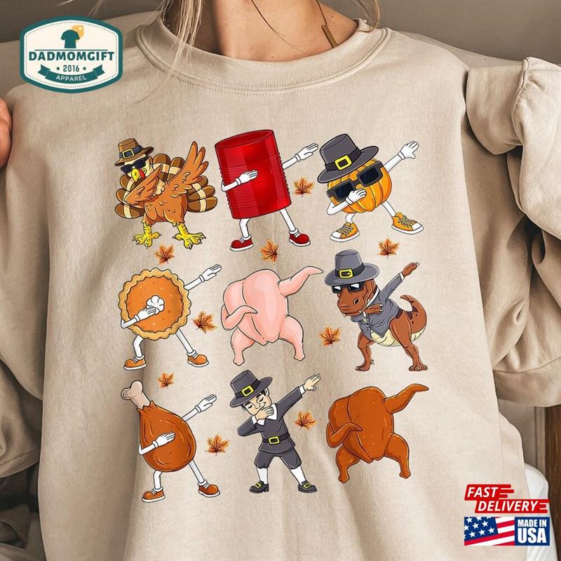 Dabbing Turkey T Rex Pilgrim Thanksgiving Sweatshirt Kids Shirt Funny Classic T-Shirt