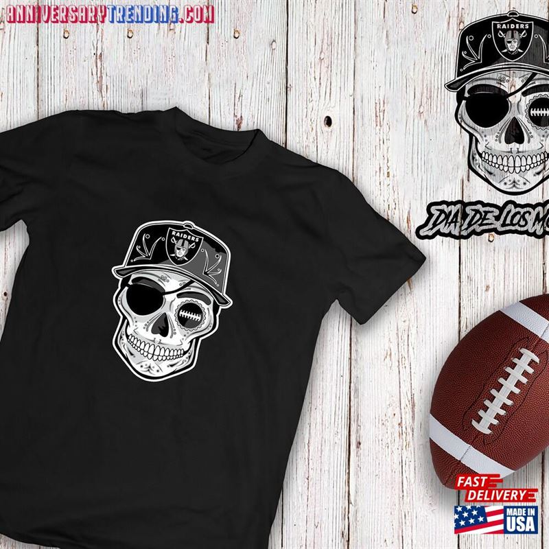 Day Of The Dead Inspired Raiders T-Shirt Dia De Los Muertos Tee Unisex Classic