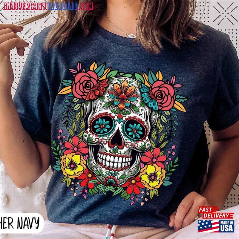 Dia De Los Muertos Shirt Mexican Floral Skull Latina T-Shirt Classic