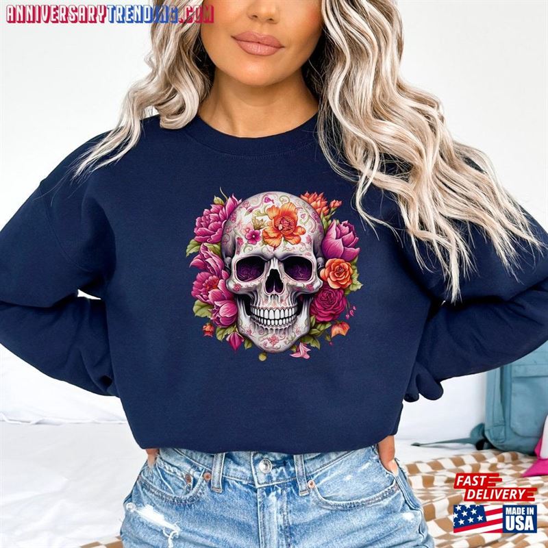 Dia De Los Muertos Sweatshirt Skeleton And Roses Day Of The Dead Celebration Hoodie