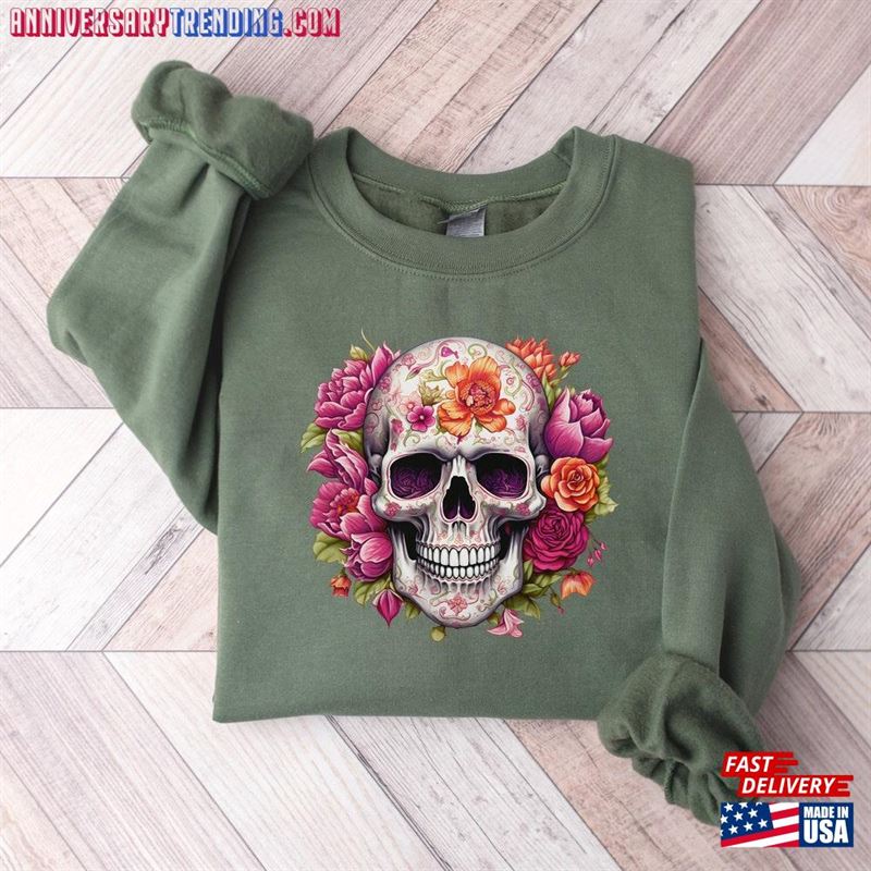 Dia De Los Muertos Sweatshirt Skeleton And Roses Day Of The Dead Celebration Hoodie