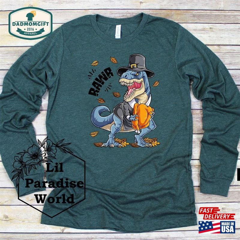 Dinosaur Thanksgiving Longsleeve Men Unisex Classic