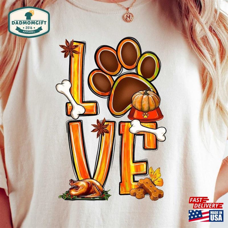 Dog Paw Print Thanksgiving Sweatshirt Pumpkin Lover Unisex