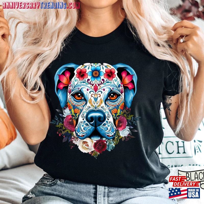 Dog Sugar Skull Shirt Halloween 2023 Dia De Los Muertos Mom Unisex Hoodie