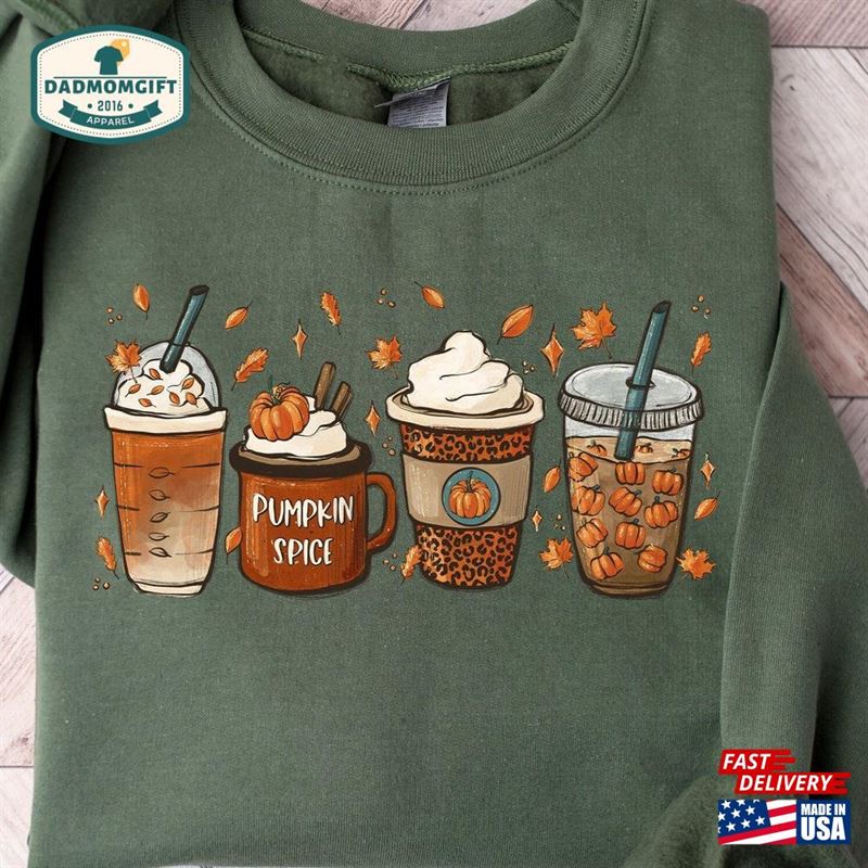 Fall Coffee Sweatshirt For Women Vintage Thanksgiving Sweater Crewneck Pumpkin Spice Hoodie Classic