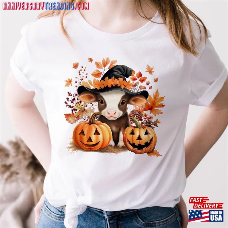 Fall Cow Shirt Pumpkin Western Unisex Classic