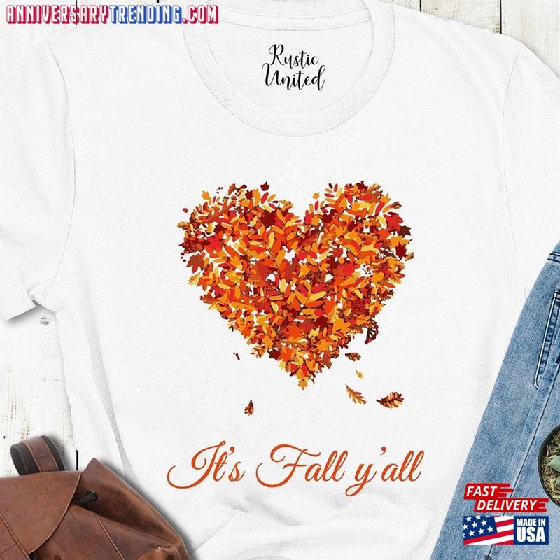 Fall Crewneck V Neck Womens Thanksgiving Shirt Leaves Heart T-Shirt Hoodie