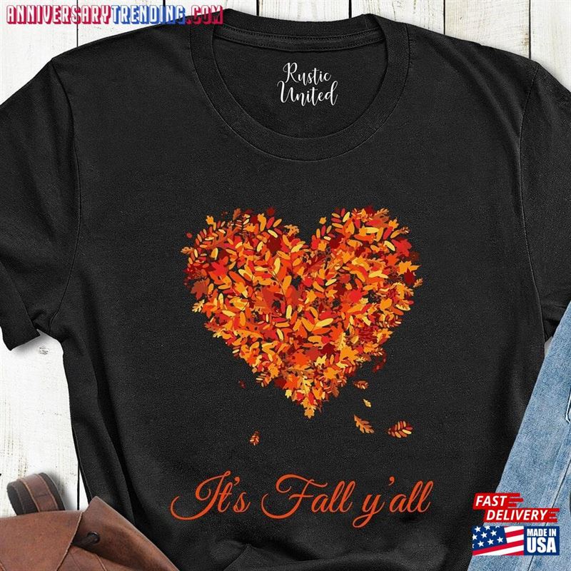 Fall Crewneck V Neck Womens Thanksgiving Shirt Leaves Heart T-Shirt Hoodie