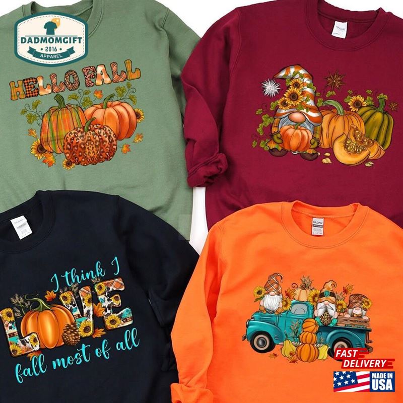 Fall Gnomes Truck Sweatshirt Pumpkin Shirt Thanksgiving Hoodie Classic