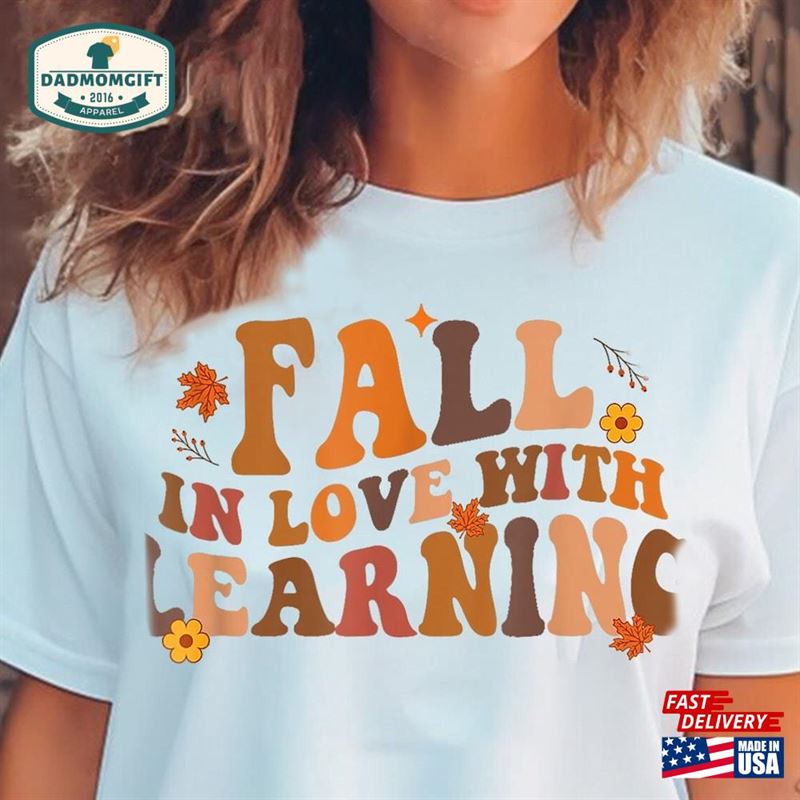 Fall In Love With Learning Teacher Thanksgiving Retro Sweatshirt Classic