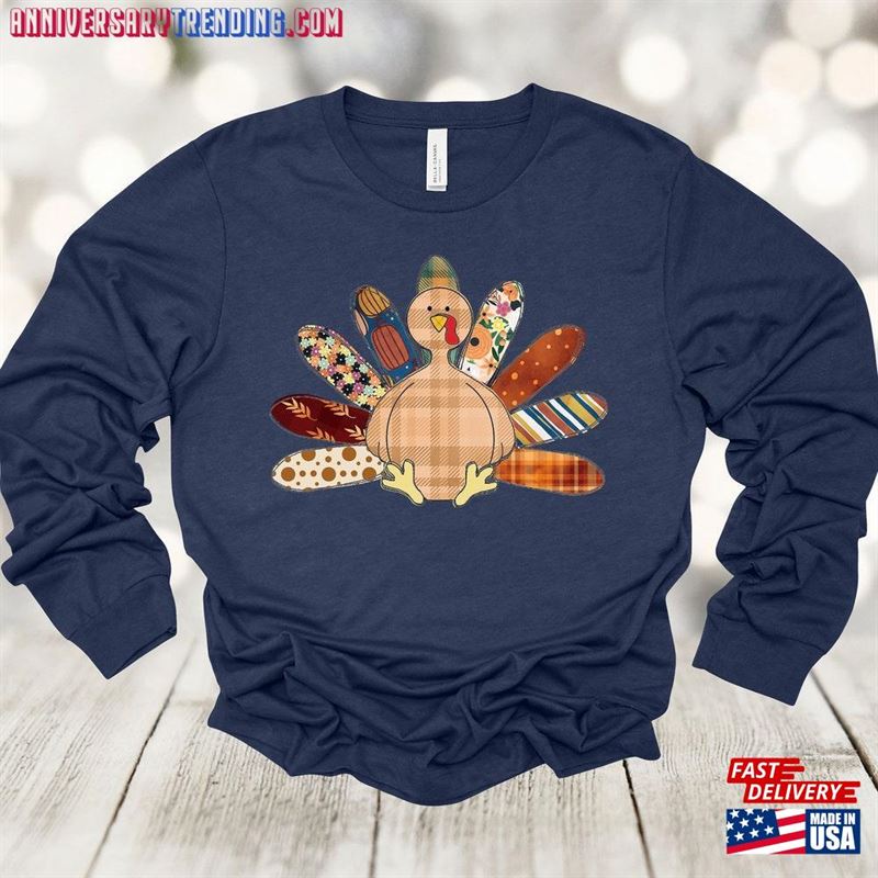 Fall Long Sleeve Patchwork Turkey Thanksgiving T-Shirt Hoodie