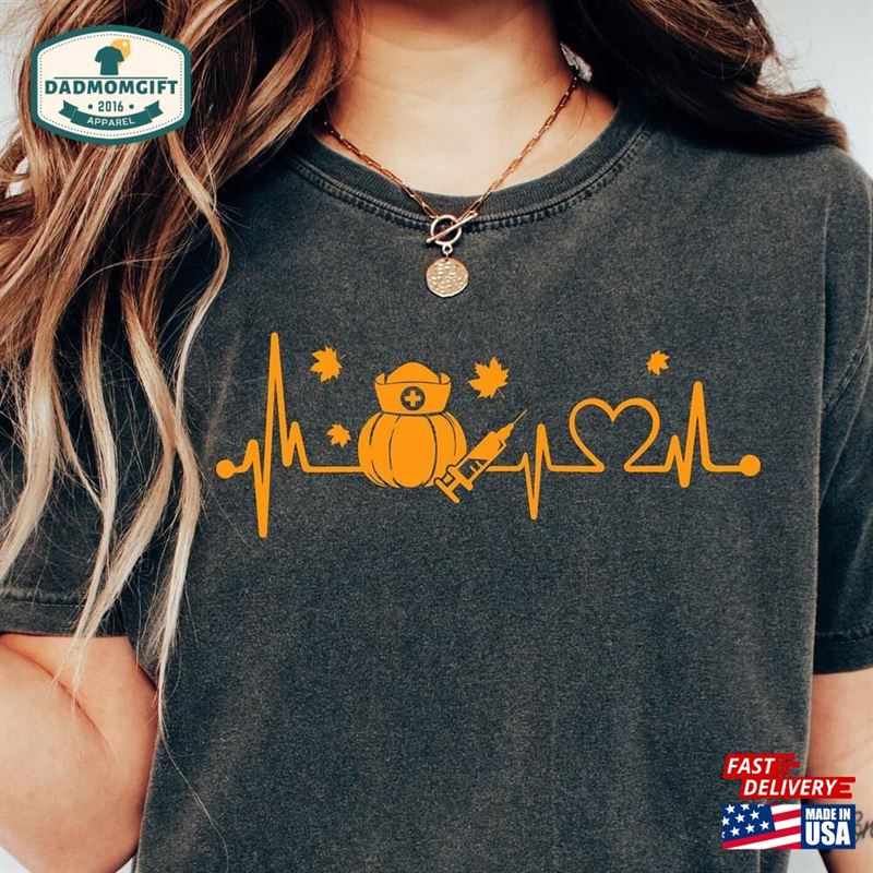 Fall Nurse Shirt Pumpkin Heartbeat Icu Unisex Sweatshirt