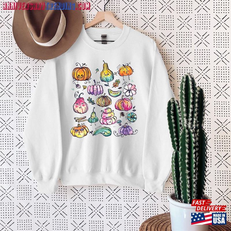 Fall Pumpkins Sweatshirt Watercolor Pumpkin Sweater Cute Hoodie Unisex