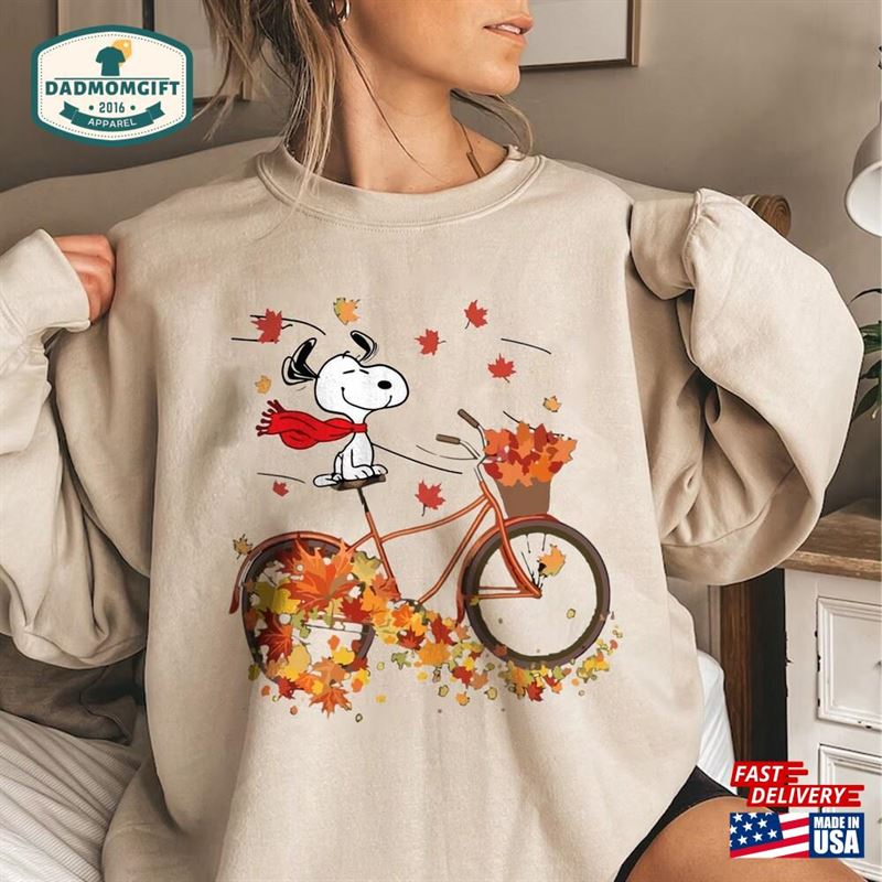 Fall Snoopy Sweatshirt Halloween Unisex Autumn Leaves Pumpkin Classic