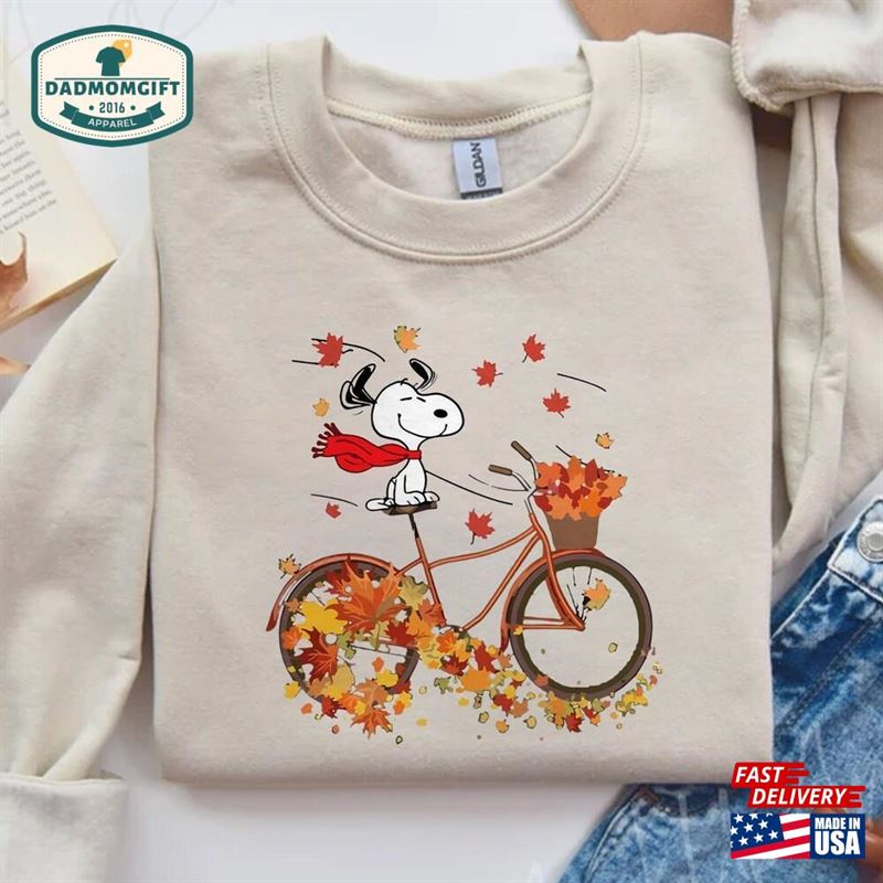 Fall Snoopy Sweatshirt Halloween Unisex Autumn Leaves Pumpkin Classic