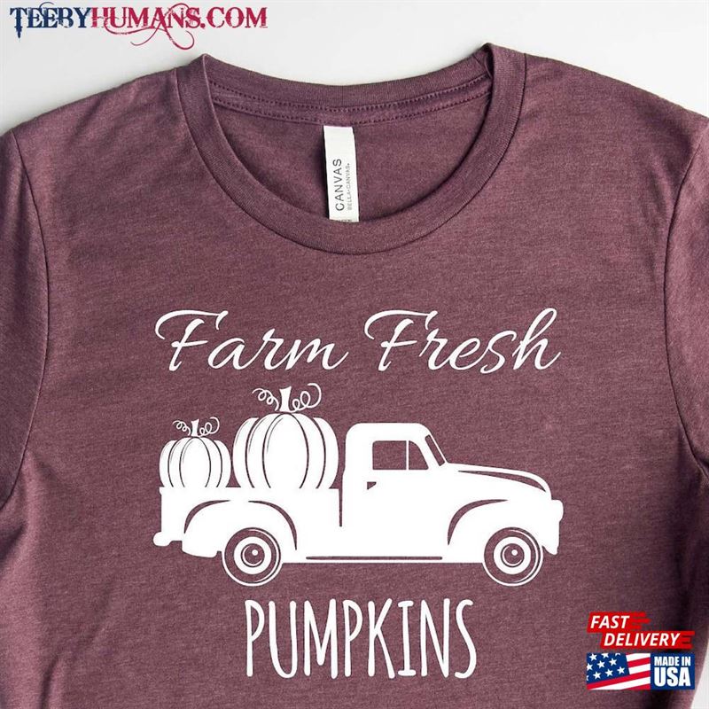 Fall Tshirts Shirts Women Farm Fresh Pumpkins Shirt T-Shirt Classic